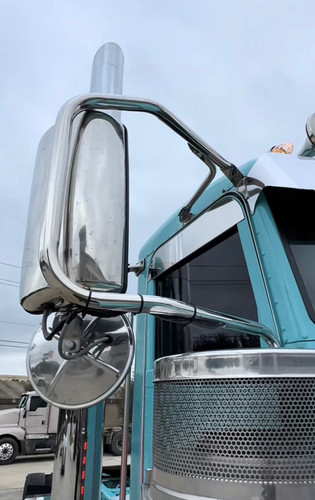304 Stainless Steel Mirror Brackets For Peterbilt 378, 379, 386, 388, 389 W/ Cab Mounted Mirrors