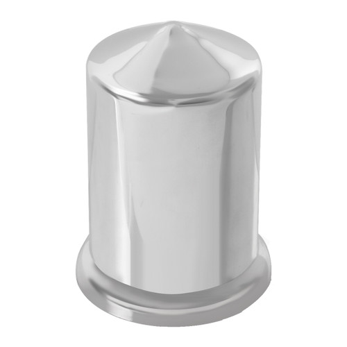 Chrome Plastic Pointed Nut Cover W/ Flange, 1.5"X2-15/16"-Grand General-10018