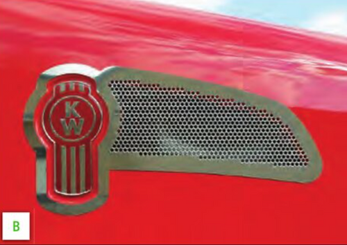 Cowl Extensions with 8 Bulls-Eye Holes, Kenworth W900L