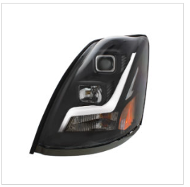 "Blackout" Projection Headlight W/LED Position Light Bar For 2003-2017 Volvo VN/VNL