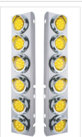 PB SS Front Air Cleaner Bracket w/12X 9 LED 2" Reflector Lights & Visors