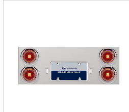 33-3/4" STAINLESS REAR CENTER PANEL WITH 4X 13 LED 4" ABYSS LIGHTS & VISORS