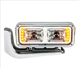 10 High Power LED "Chrome" Projection Headlight Assembly With Mounting Arm