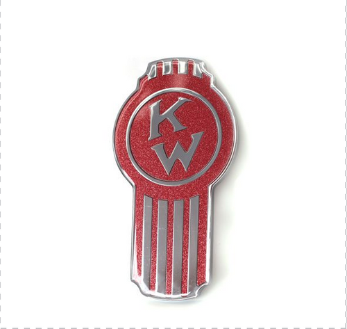 Kenworth Old Timer Style Emblem Chrome/Ultra Red Metallic-Delpann Distinction Inc.-CK-EMKWOT-CRM