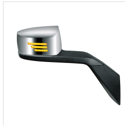 CHROME HOOD MIRROR ASSEMBLY WITH SEQUENTIAL LED TURN SIGNAL FOR 2003-2017 VOLVO VNL