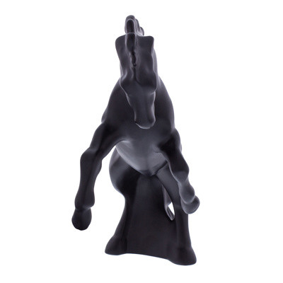 Die-Cast Fighting Stallion Hood Ornament - Matte Black