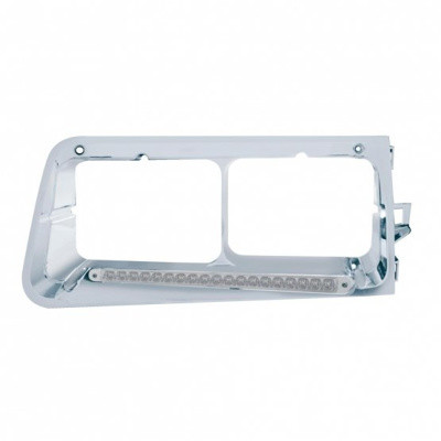 19 LED Headlight Bezel For 1989-2009 Freightliner FLD - Amber LED/Clear Lens