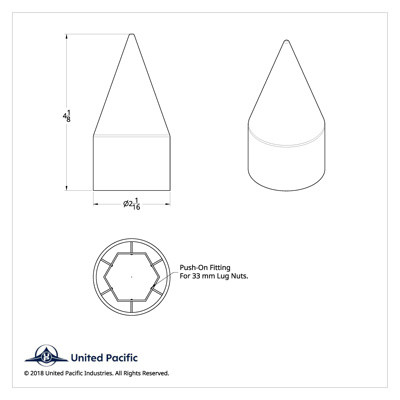 33mm X 4-1/8" Chrome Plastic Spike Nut Covers - Push-On (60-Pack)