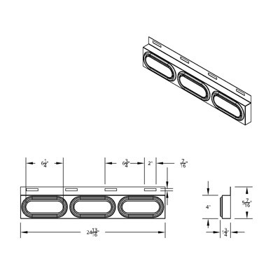 Stainless Top Mud Flap Plate With 3 Oval Lights & Visor - Red Lens (Each)