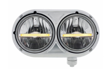 Headlight Assembly With 304 SS Housing & LED Headlights W/LED Position Light For Peterbilt 359