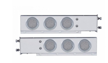 3-3/4" Bolt Pattern Deluxe Stainless Spring Loaded Light Bar With 6X 36 LED 4" Lights (Pair)