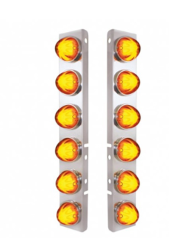 SS Front Air Cleaner Bracket With 12X 9 LED Dual Function GloLight Watermelon Lights For Peterbilt