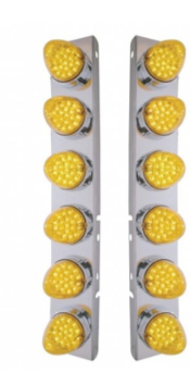 SS Front Air Cleaner Bracket With 12X 19 LED Reflector Lights & Visors For Peterbilt