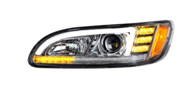 Projection Headlight With LED Sequential Turn & DRL For 2005-2015 Peterbilt 386