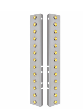 SS Front Air Cleaner Bracket With 26X 3 Amber Hi/Lo LED 3/4" Mini Crystal Lights & SS Bezels For Peterbilt-Amb