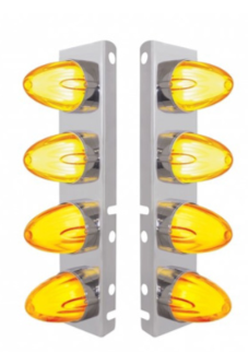 SS Front Air Cleaner Bracket With 8X 9 LED Dual Function Watermelon GloLight For Peterbilt