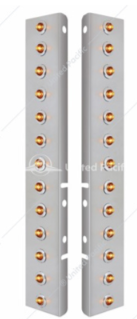 Stainless Front Air Cleaner Bracket With Twenty 6X 2 LED 3/4" Mini Lights & Stainless Bezels For Peterbilt