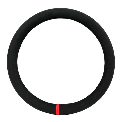 Heavy Duty 18" Steering Wheel Covers Black Suede With Red Stripe & Red Stitching-Grand General-54048