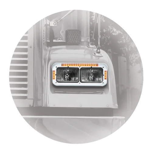 LED Dual Rectangular Headlight Bezel with Visor - Amber/Clear-Grand General-87596