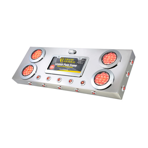 Stainless Steel Rear Center Light Panel with 4" & 1" LEDs, License Plate and Under Glow Effect-Grand General-91301