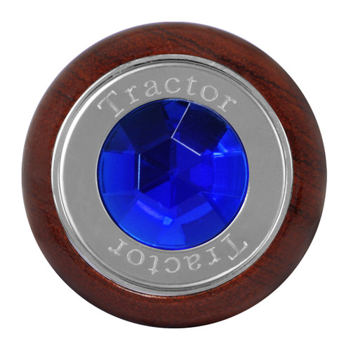 Tractor Script Air Valve Control Knob With Crystal - Blue (Large Rosewood)-Grand General-95861