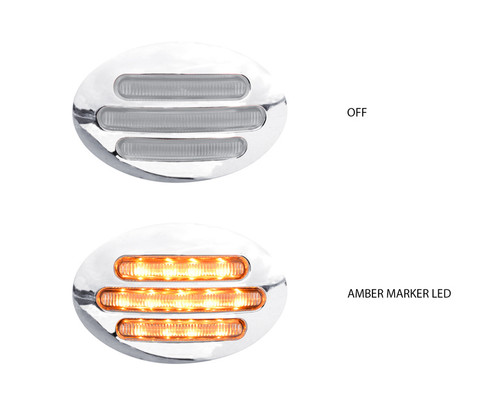 Small Marker Flatline Clear Amber LED (13 Diodes)-Trux-TLED-FG2CA