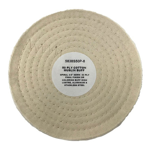 8" Cotton Sewn Muslin Polishing Buffing Wheels-Zephyr-5838S50P-8