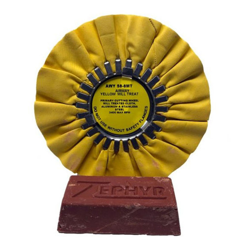 8" Yellow Airway Buff With Tripoli Rouge Bar-Zephyr-AWY58-8WB