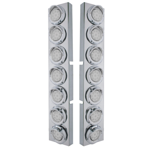 SS Front Air Cleaner Bracket w/14X 9 Amber LED 2" Reflector Lights & Visors For KW Trucks-Clear Lens-United Pacific-33627