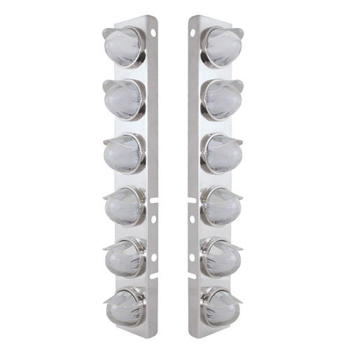 PB SS Front Air Cleaner Brkt w/12X 9 Amber Hi/Lo LED "GLO" Watermelon Lights & Visors -Clear Lens-United Pacific-34441