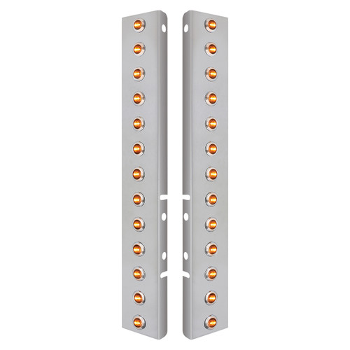 PB SS Front Air Cleaner Brkt w/26X 3 Amber LED Dual Function Mini Lights & SS Bezels -Clear Lens-United Pacific-34475