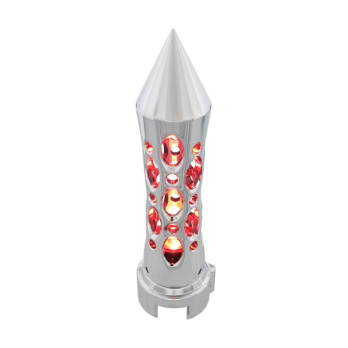 Chrome "Daytona" 13/15/18 Speed Spike Gearshift Knob w/ High Power LED - Red