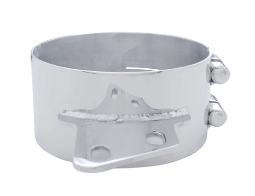 7" Stainless Butt Joint Exhaust Clamp - Angled Bracket
