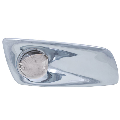 Bumper Light Bezel w/19 Amber LED Beehive Light & Visor For 2007-17 KW T660-Passenger -Clear Lens