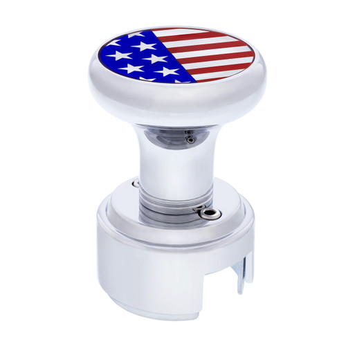 Chrome 13/15/18 Speed Thread-on Gearshift Knob w/ Adaptor - US Flag