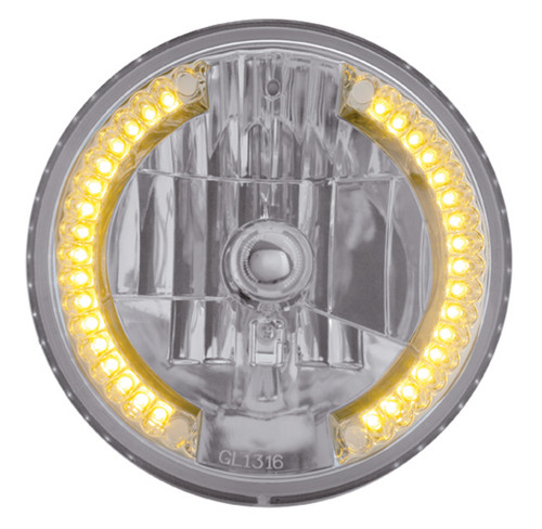 7" Crystal Headlight w/ 34 White LED Position Light