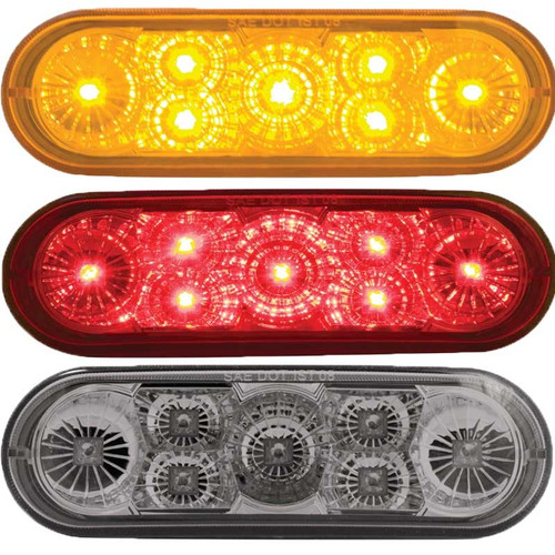 7 LED Oval Stop, Turn & Tail Light - Red LED/Red Lens