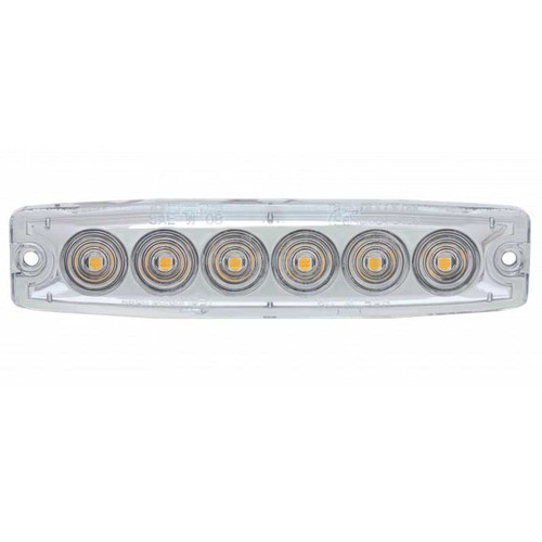 6 High Power LED Super Thin Warning Light - Amber LED/Clear Lens