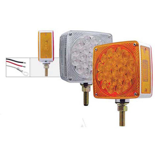 45 LED Single Stud Double Face Turn Signal Light (Driver) - Amber & Red LED/Clear Lens