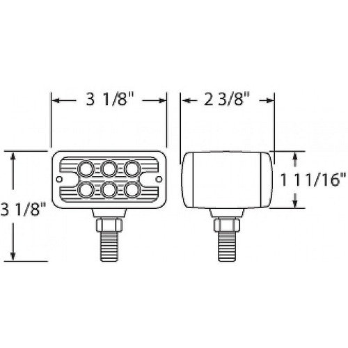6 LED Dual Function T Mount Double Face Light W/ No Bezel - Amber & Red LED/Amber & Red Lens