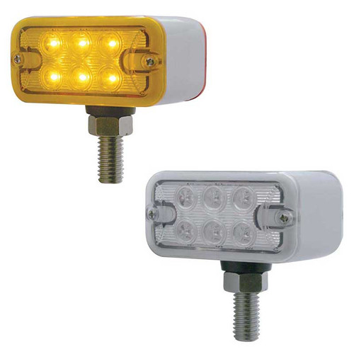 6 LED Dual Function T Mount Double Face Light W/ Horizontal Visor - Amber & Red LED/Amber & Red Lens United Pacific 39412