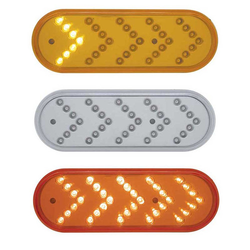 35 LED 6" Oval Sequential Turn Signal Light - Amber LED/Amber Lens