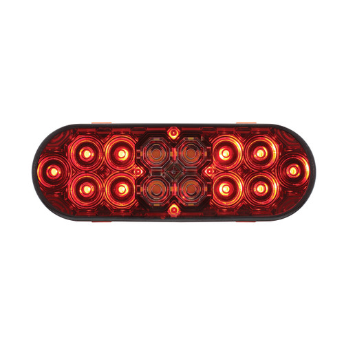6" Oval Combo Light w/ 14 LED Stop, Turn & Tail & 16 LED Back-Up -Red LED/Red Lens