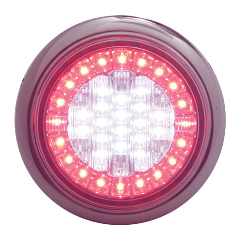 38 LED "Euro" Stop, Turn & Tail Light (Flange Mount) - White LED/Red LED/Clear Lens