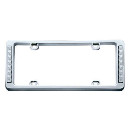 14 LED Chrome License Plate Frame - White LED/Clear Lens