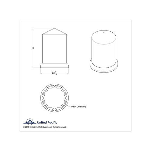 1 1/2" X 3" Chrome Plastic Pointed Nut Cover - Push-On