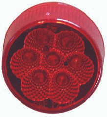 2 Inch Sealed Round Red LED Light With 7 LED Diodes - Red Lens