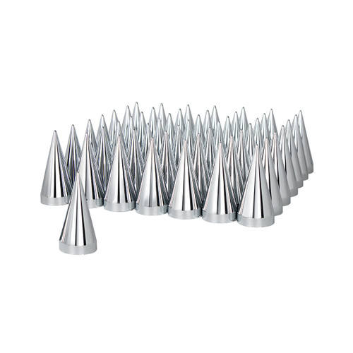 33mm x 4 1/2" Chrome Plastic X Spike Nut Cover - Thread-On (Box of 10)