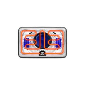 Heated 4X6 Inch Chrome Backlit LED Projector Headlight