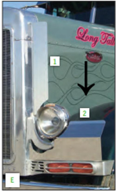 Fender Guards for J-Bracket Headlights (Factory Step), Peterbilt 379